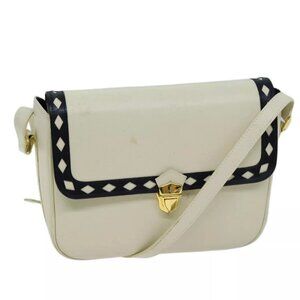 SAINT LAURENT Shoulder Bag Leather Beige AutH